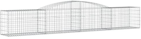 Makastle Parterre surélevé en Gabion arqué, jardinière en Cage à Pierre, Lit Surélevé à Gabion, Parterre de Fleurs Jardin Terrasse Extérieur Jardinière Panier à Pierres, 400x50x60/80 cm Fer galvanisé