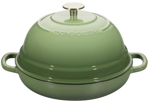 EDGING CASTING Enameled Cast Iron Dutch Oven Pot with Lid, Round Bread Oven for Homemade Sourdough Bread Baking, 6 Quart, Pistachio Green