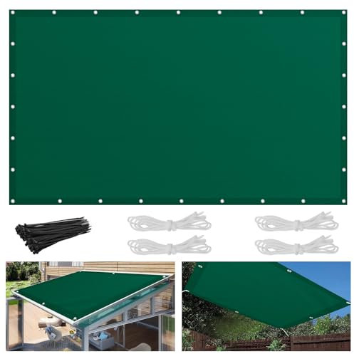 Sonnensegel 3x4m, Wasserdicht UV-Schutz Markisenstoff mit Ösen und Seil, Sonnenplane Rechteckig Reißfest Wetterfest, für Balkon Garten Terrasse, Grün
