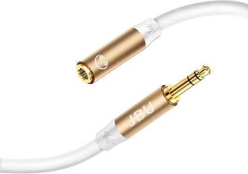 Stereo ljudkabel AUX förlängningskabel, hörlurar förlängningskabel kontakt till uttag 3,5 mm 2 m vit, silikonmaterial, uttag ljudförlängningskabel för hörlurar, headset, bilradio, surfplattor