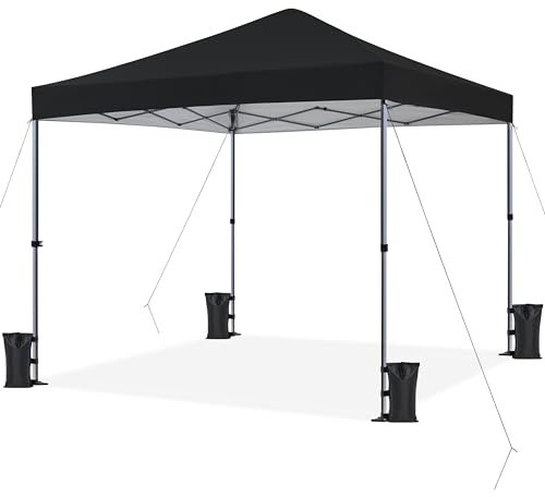 Yaheetech 3x3m Pop Up Pavillon Faltpavillon Wasserdicht Stabil, One Push Gartenpavillon UV-Schutz 50+ Partyzelt Faltzelt inkl. 8 Bodennägel & 4 Sandsäcke & 1 Tragetasche für Camping Strand, Schwarz