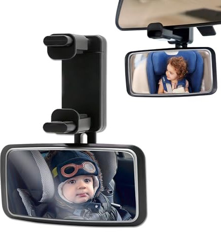 Rücksitzspiegel für Babys,Rücksitzspiegel Baby Kinder Rückspiegel, Spiegel Auto Baby,360°Schwenkbar Bruchsicheres Autositz Rückspiegel mit Rahmenclip für Meisten Auto (13 * 6.3cm)