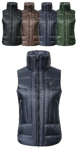 Covalliero - Damen Steppweste | taillierte Reitweste | wasserabweisende Pufferweste | Sportweste mit hohem Kragen & 2 Einschubtaschen | Reitbekleidung in Dark Navy | Größe S