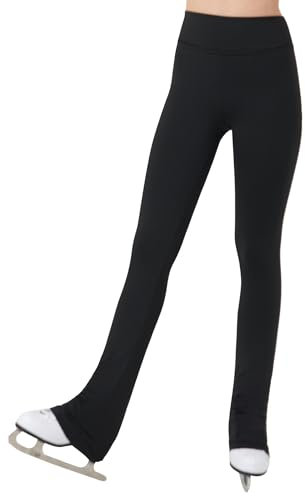 Eiskunstlaufhose für Mädchen, weich, Stretch, hohe Taille, Übungs-Eislauf-Leggings für Kinder, Teenager, Workout-Training, Schwarz, 6-7 Jahre
