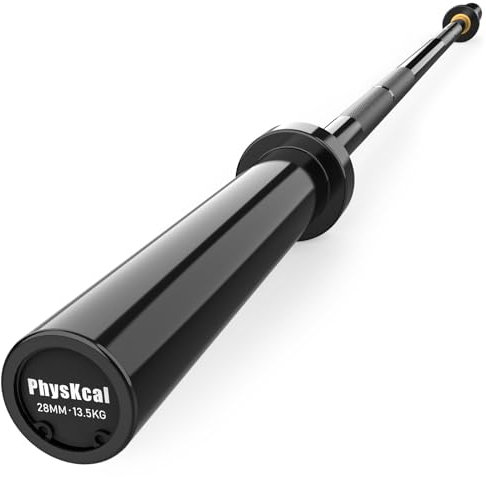 PhysKcal 1,8 m olympische Trainingshantel, 317,5 kg Kapazität, 13,5 kg, 28 mm Durchmesser, 182 cm Länge (komplett schwarz, 1,8 m, 13,5 kg)
