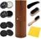 HENGBIRD Kit per la pulizia e la cura della lucentezza delle scarpe, set per la cura della pelle marrone nera Lustrascarpe Shoe Polish & Care Kit con Elegante Custodia in pelle PU