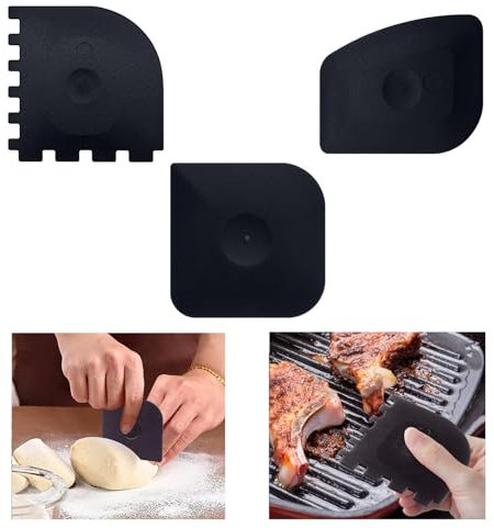 Lot de 3 grattoirs à poêle, grattoir en plastique flexible, grattoir alimentaire anti-rayures pour le nettoyage des casseroles et poêles, grattoir robuste, 3 formes, convient pour les ustensiles de