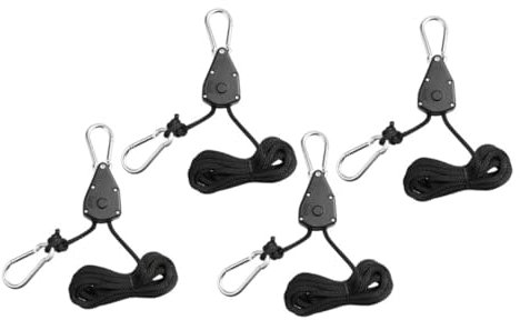 Kisangel 4pièces Ajustables Pouce pour Suspension De Lampes De Culture Corde Lifting Robuste Et Pratique pour Tentes Et Équipements De Ventilation