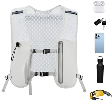 Gilet da corsa idratazione,Gilet traspirante per corsa con spalline regolabili - Borsa toracica leggera tasca per telefono da uomo escursionismo in bicicletta