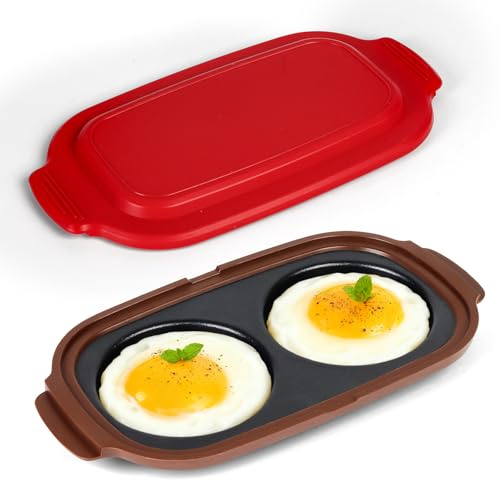 Microwave Egg Cooker, 2-Cavity Microwave Egg Poacher for Breakfast Sandwiches, Fast & Safe Cooking,Portable for Home, Easy to Clean, Perfect Kitchen Gift