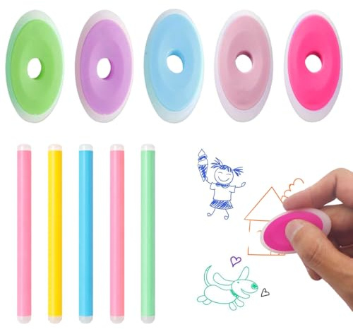 CEJAS 10 Piezas Gomas de Borrador, Borrador de Gel Borrable de Silicona para Borrar Tinta Térmica,5 x Redondos + 5 x Forma de Palo para Borrar Tareas y Corrección Diaria, Color Aleatorio
