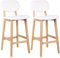 WOLTU Barhocker 2er Set Barstühle gut gepolsterte Sitzfläche und Rücklehne aus Kunstleder Design Stuhl Holz Weiß