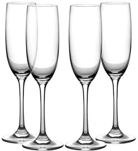 Amlong Crystal Lead-Free Champagne Flutes Glasses, Normal Stem, Set of 4