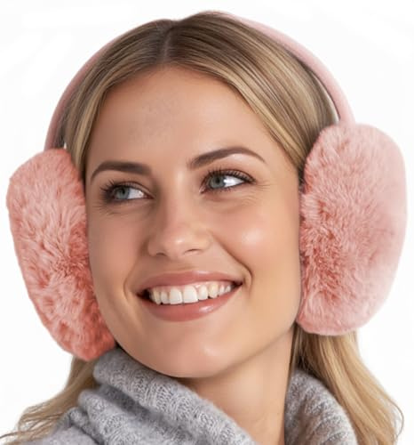 Brook + Bay Ear Muffs for Winter Women & Teens - Foldable Fuzzy Earmuffs - Fluffy Ear Warmers for Cold Weather - Winter Accessories for Women - Orejeras Para El Frio - Pink