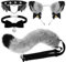 XEPST Katze Cosplay Kostüm Set, Schwanz und Ohren Set Faux Furry Fox Wolf Tail Kit mit Langer Fuchsschwanz und Ohren und Glockenkragen für Karneval Party Dekoration Kostüm Dressing Parteien, Grau
