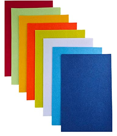 Jtnohx Tessuto Feltro Rigido Colore, 2 mm Fogli di Feltro per L'artigianato, 8 Pezzi 20x30 cm Tessuto Quadrato per Progetti Cucito(Serie Giallo Arancione)