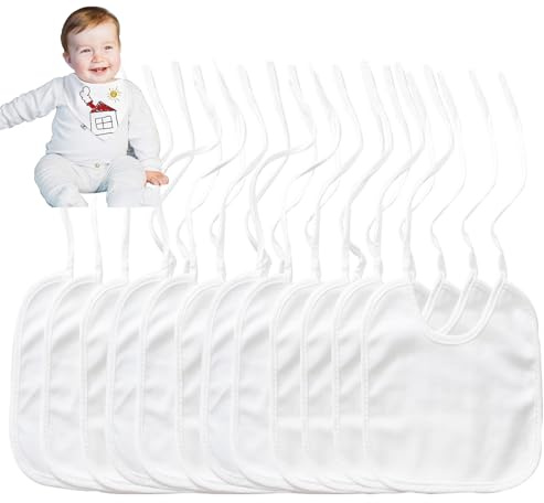 VIKY 12 Stycken Haklappar för Målning, Vit Babyparty Haklapp, Triangulär Sjal, Vattentät Halsduk, Baby Shower Trekantig Halsduk för Pojke Flicka