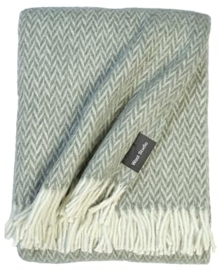 WoolStudio 130x170 cm%100 Lambswool Throw | Luxurious, Durable, & Versatile Single Size Natural Wool Blanket | Perfect for Home, Travel, & Outdoor Adventures! (Herringbone. OIL GREEN, 130x170 cm)