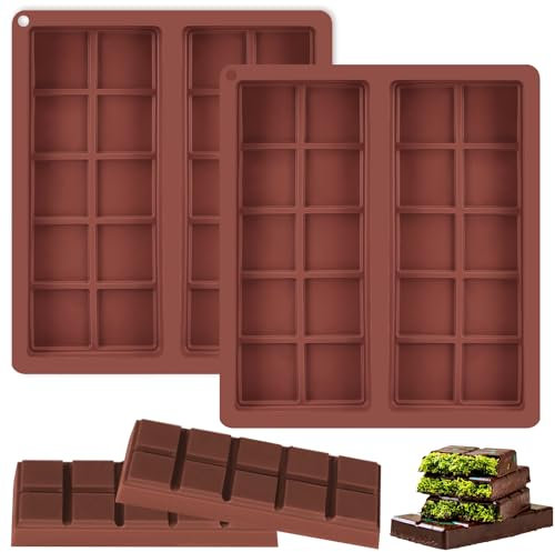 Lociban Schokoladenform Silikon Tief, 2 Stück Schokoladentafel Form, Silikonform Schokoladentafel Extra Tiefe, Dubai Schokoladen Form für Schokolade Praline Süßigkeiten