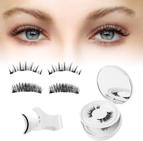 SSKHE Kit de pestañas magnéticas naturales con aplicador, kit de 2 pares de pestañas reutilizables con aplicador, fácil de poner y quitar, no necesita pegamento