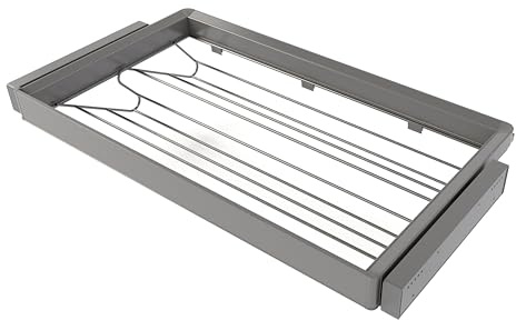 EMUCA - Kit de cajón zapatero y bastidor regulable Quartz para armarios, guías de cierre suave y extracción total, Módulo 90cm, Acabado Titanio