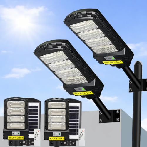 Braveld Farola Solar Exterior LED 300W | Lampara Solar Exterior Jardin | Luz Solar Exterior | 6000 Lúmenes | 48H Autonomía | Mando a Distancia | IP65 Impermeable | Kit Montaje Incluido (2)