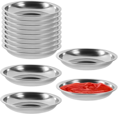 12PCS Dipping Bowls - Mini Dip Bowls 8cm Small Sauce Dishes, Stainless Steel Bowl Dishes, Dipping Bowl Round Spice Bowl Seasoning Serving Cups, Snack Bowl for DipPing Snacks Fruits Condiments