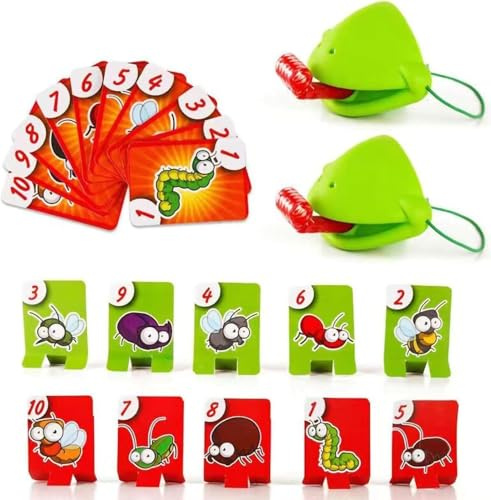 FYKTIK Frog Tongue Board Game, Funny Lizard & Frog Mask Game with Blow Tongue, Multiplayer Tongues Out Game Party Game for Kids Family, Children’s Tongue Out Toy (1 Set)