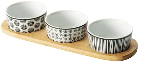 Secret de gourmet - Set Apéritif 4 Pièces en Céramique et Bambou Bohemia