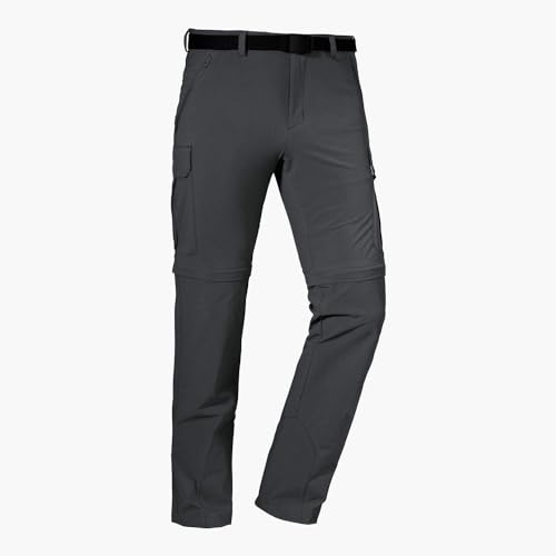 Schöffel Herren Pants Kyoto3, Zip Off Trekkinghose aus kühlendem 4-Wege-Stretchmaterial, funktionale Wanderhose mit UV-Schutz, Asphalt, 28