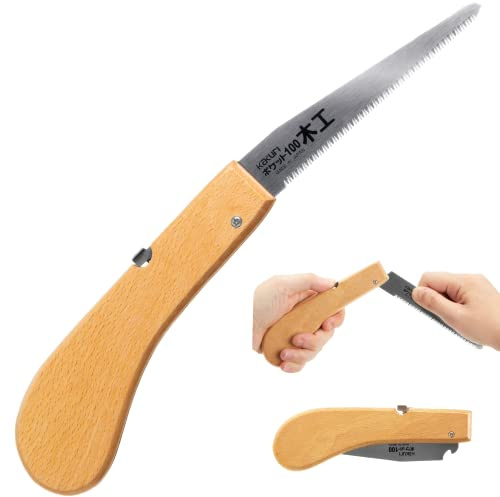KAKURI Japanese Pull Saw Folding 4 for Woodworking, Razor Sharp Japanese Steel Blade, Mini Pocket Hand Saw for Wood, Crafts, Hobby, Foldable Wood Handle, Made in JAPAN