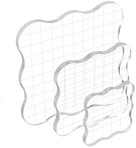 3 Stück Stempel Weihnachten Set, 5/7,5/10cm Clear Stamp Block mit Raster Acrylblock für Silikonstempel Weihnachten Basteln Hochzeit Briefe Karten Scrapbooking Fotoalbum