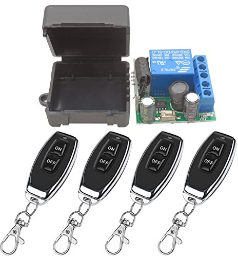 DieseRC Interruttore di telecomando senza fili 433 Mhz 5V 12V 24V Ricevitore relè di controllo radio a 1 canale con 4 Trasmettitori telecomandi Controller relè a contatti privi di potenziale