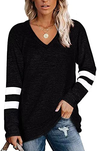 Famulily Striped Jumpers for Women UK Baggy Long Sleeve Pullover Sweater Tops S-XXL