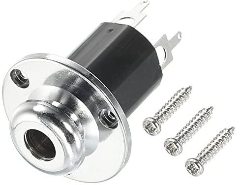 sourcing map 6.5mm(1/4 Inch) Electric Guitar Bass Mono Endpin Output Jack Strap Button Jack Socket for Acoustic Electric Guitars Silver