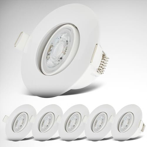 B.K.Licht - Set di 6 Faretto LED da Incasso 230V, Faretto LED Orientabili per il Bagno IP65, 9 x 4,2 cm (DxH), Bianco