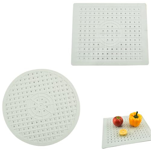 YUDAWN Spülbeckenmatte, 2 Stück Spülbeckeneinlage Silikon Spülbeckenschutz Spülmatte Waschbecken Spülbecken Matte Zuschneidbar Ablaufmatte mit Abflussloch für Geschirr Becken (Weiß)