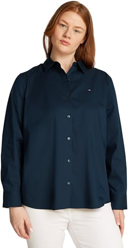 Tommy Hilfiger Donna Camicia Poplin Regular Fit, Blu (Dark Night Navy), 54