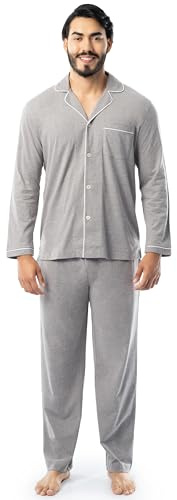 Fruit of the Loom Men's Jersey Knit Pajama Sleep Set, Grey, Medium