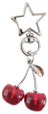 Kinretixia Süßer Kirsch Schlüsselanhänger Taschenanhänger Stern Schlüsselring Süßer Ästhetischer Y2K Schlüsselanhänger Kirschanhänger für Autoschlüssel Frauen Mädchen