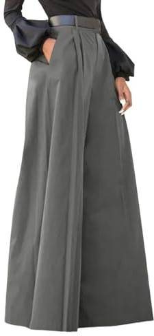 Pantaloni Larghi Donna Eleganti a Palazzo - Vita Alta Elastico, Gamba Larga, Leggeri, Comodi con Tasche
