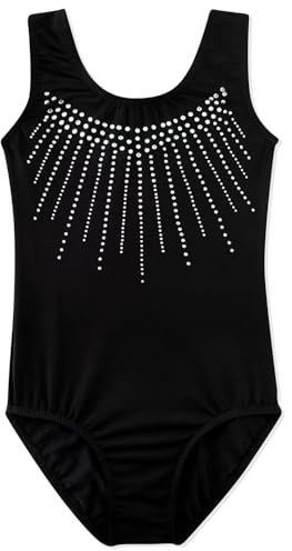 DAXIANG 2025 Sleeveless Gymnastics Leotard for Girls Sparkly Tumbling Dance Leotards Big Girl's Athletic Outfit Black 5 Years 6 Years