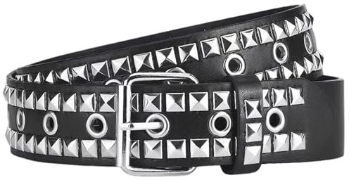 NUREINSS Punk Gürtel | Pyramidenstein-Ösen + Metallnieten & PU-Kunstleder | Verstellbar für Jeans, Kleider, Gothic-Outfits | 3,8cm Breite | Ideal für Konzerte, Partys & Alltag