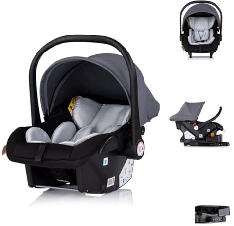 Chipolino Set Babyschale Isofix-Basis-Station Amore i-Size Gruppe 0+ (0-13 kg) grau gemustert