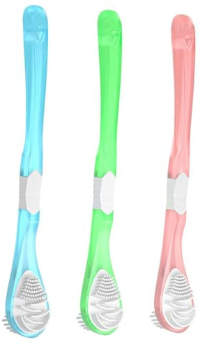 POPETPOP 3 Pezzi Raschietto per Lingua Ergonomico Spazzola Pulisci Lingua per Adulti Strumenti Dentali Pulisci Rimuove Residui di Cibo Mantiene Pulita e Riduce Alito Cattivo
