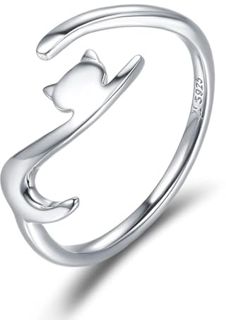 SOUTHPLUS Anelli Donna Argento 925, Anelli Cane/Gatti, Regolabile Donna, Elegante,Regolabile, Antiallergico, Anello di Fidanzamento, Anello di Amicizia, Regalo per Ragazza Madre (Gatti)
