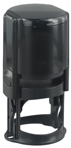Tidevib Tampon encreur rond avec support pour bureau, entreprise et usage personnel, diamètre 40 mm, rouge, bleu ou noir