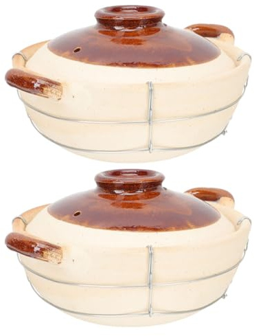 CHILDWEET Cazuela de Barro Mini con Mango Persona, 0.5l, Fuente para Hornear con Tapa, Apta para Horno, Adecuado para Arroz y Guisos Caseros