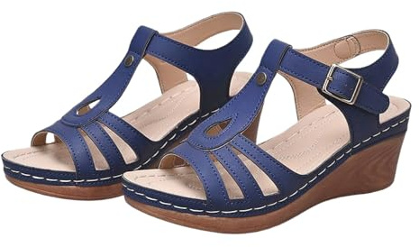 Kilklack sandaler damer eleganta, romerska sandaler platå damer svart båge stöd remsandaler fiskmun strandsandaler öppen tå kilsandaletter fritid sandalett halkfria kilsandaler