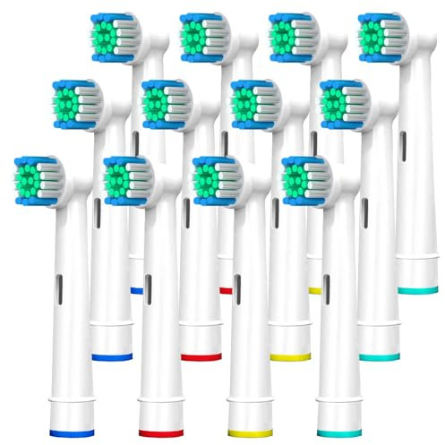 Banavos Toothbrush Head Compatible with Oral B Braun Electric Toothbrushes, Classic Replacement Brush Heads for Professional Care and Vitality Pro Smart Genius, 12 Pack with 4 Hygienic Caps